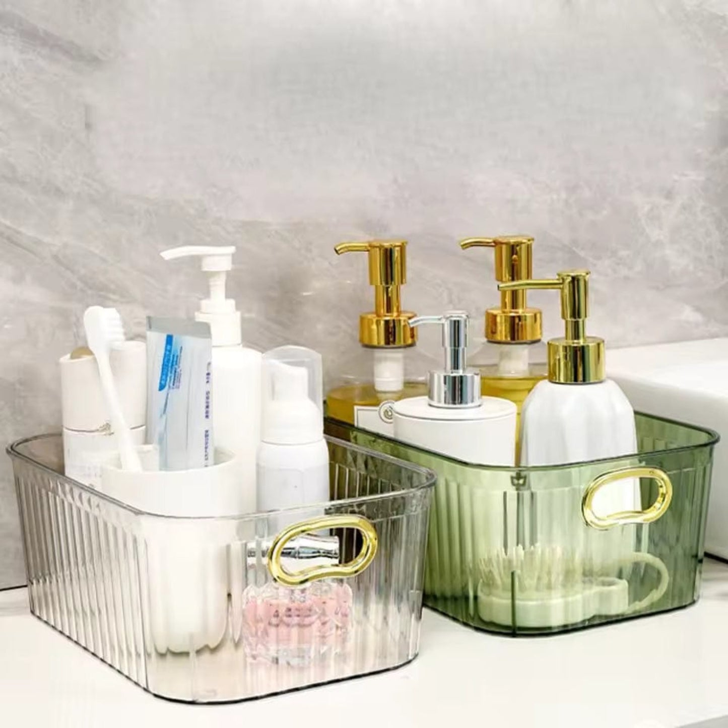 Luxury Golden Handle Cosmetic Storage Basket