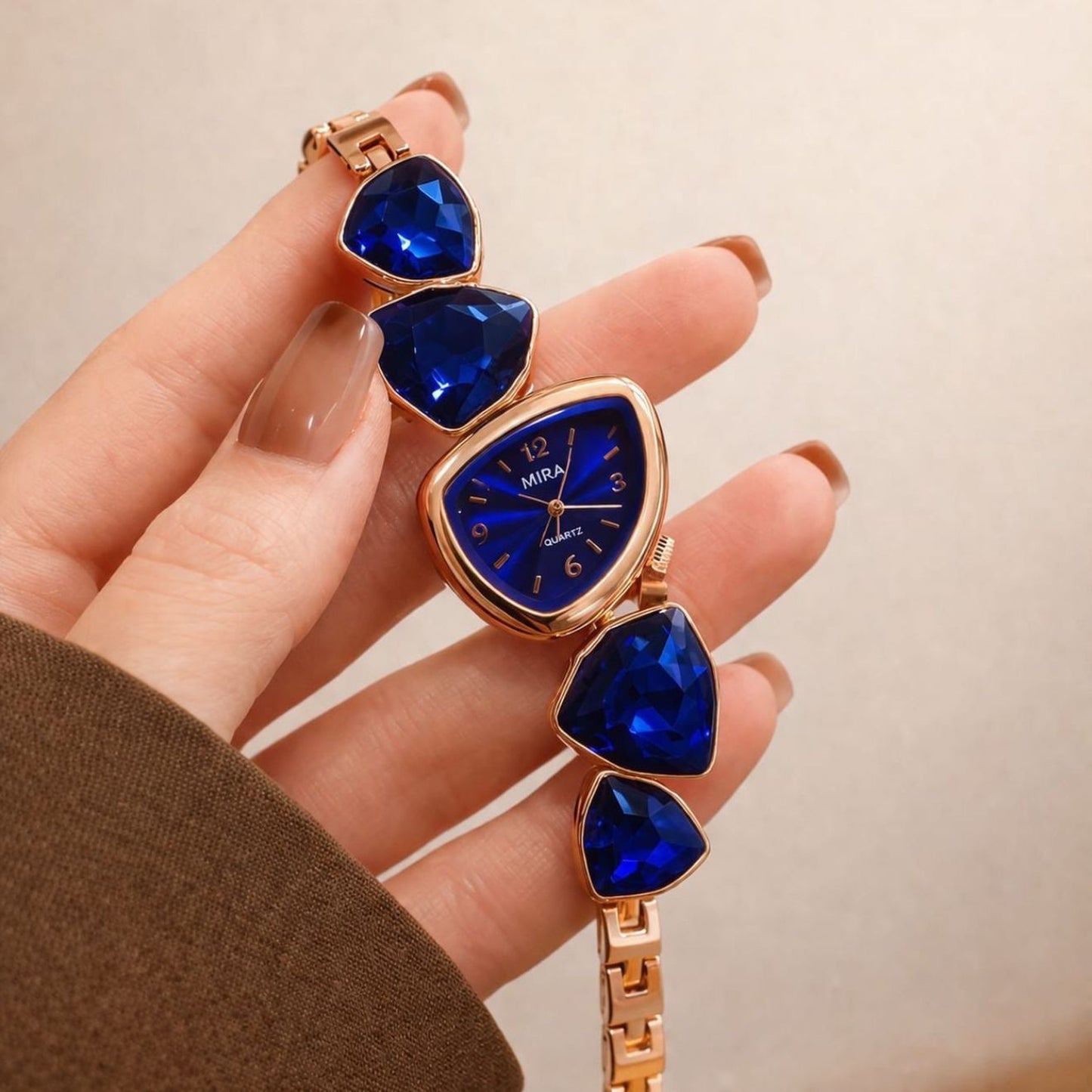 MIRA Crystal Gemstone Bracelet Watch for Women – Red Purple Blue | Quartz Luxury | Zeenora Pakistan