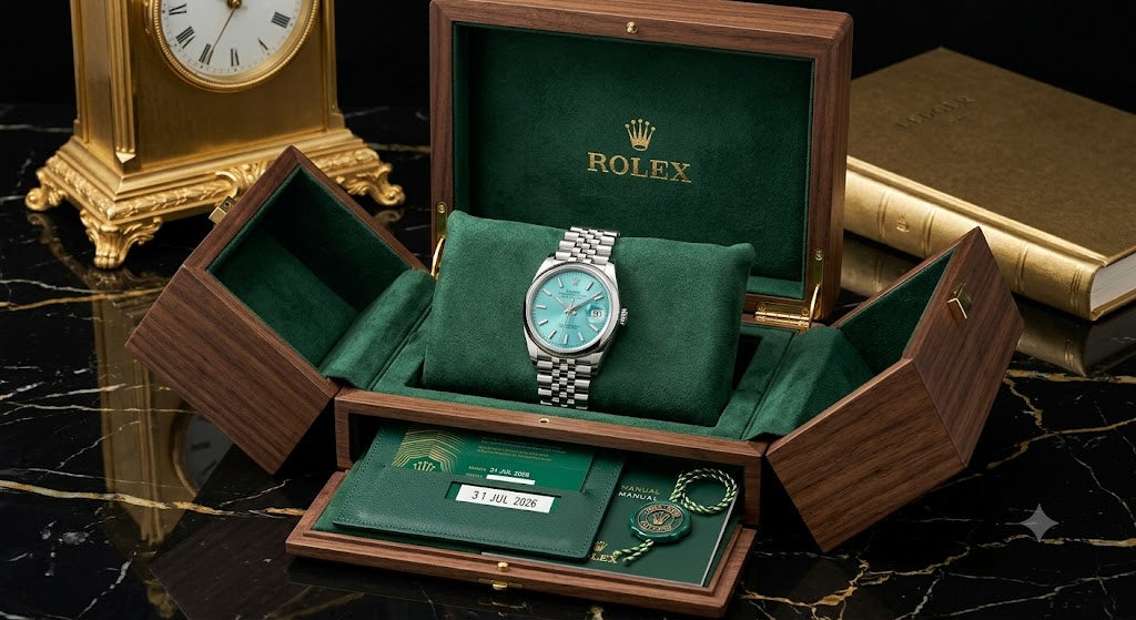 Premium Rolex Datejust Tiffany Blue Dial – Luxury Multi-Compartment Wooden Box Edition