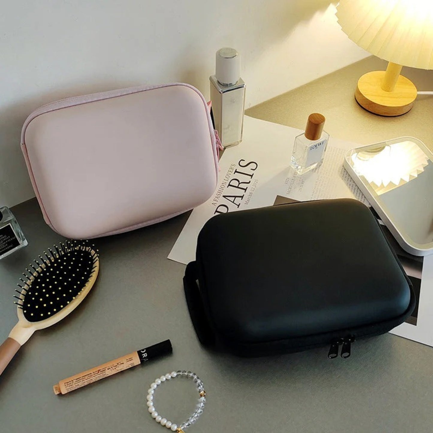 Premium Travel Makeup Bag with LED Light Mirror | Smart Cosmetic Organizer Case