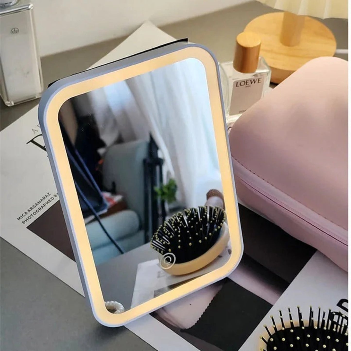 Premium Travel Makeup Bag with LED Light Mirror | Smart Cosmetic Organizer Case
