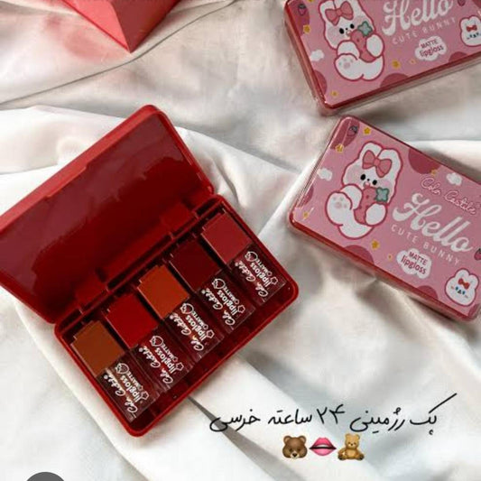 Color Castle Hello Cute Bunny Matte Lipgloss Set (6-in-1 Pocket Size)
