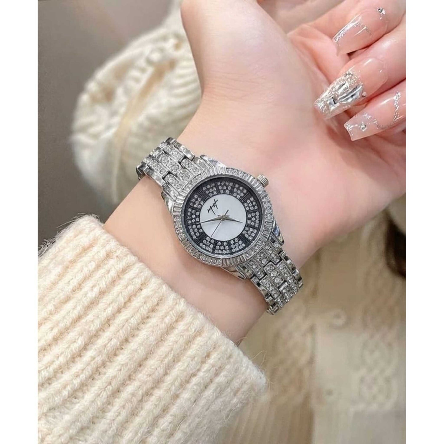 Luxury Full Diamond Rose Gold Watch for Girls
