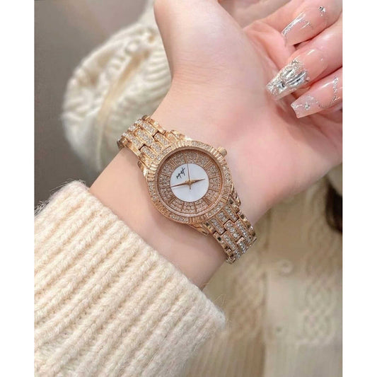 Luxury Full Diamond Rose Gold Watch for Girls
