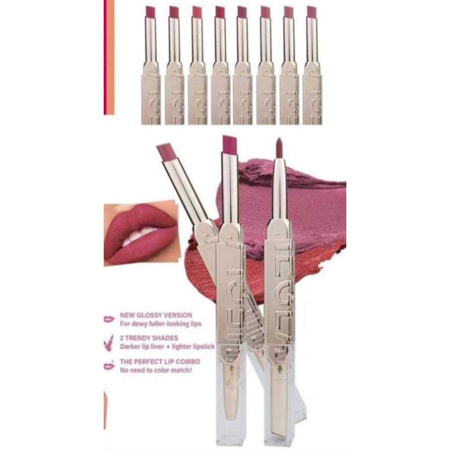 2-in-1 Double Head Lipstick & Lip Liner Pen | Glossy Matte Lip Combo (Trendy Shades)