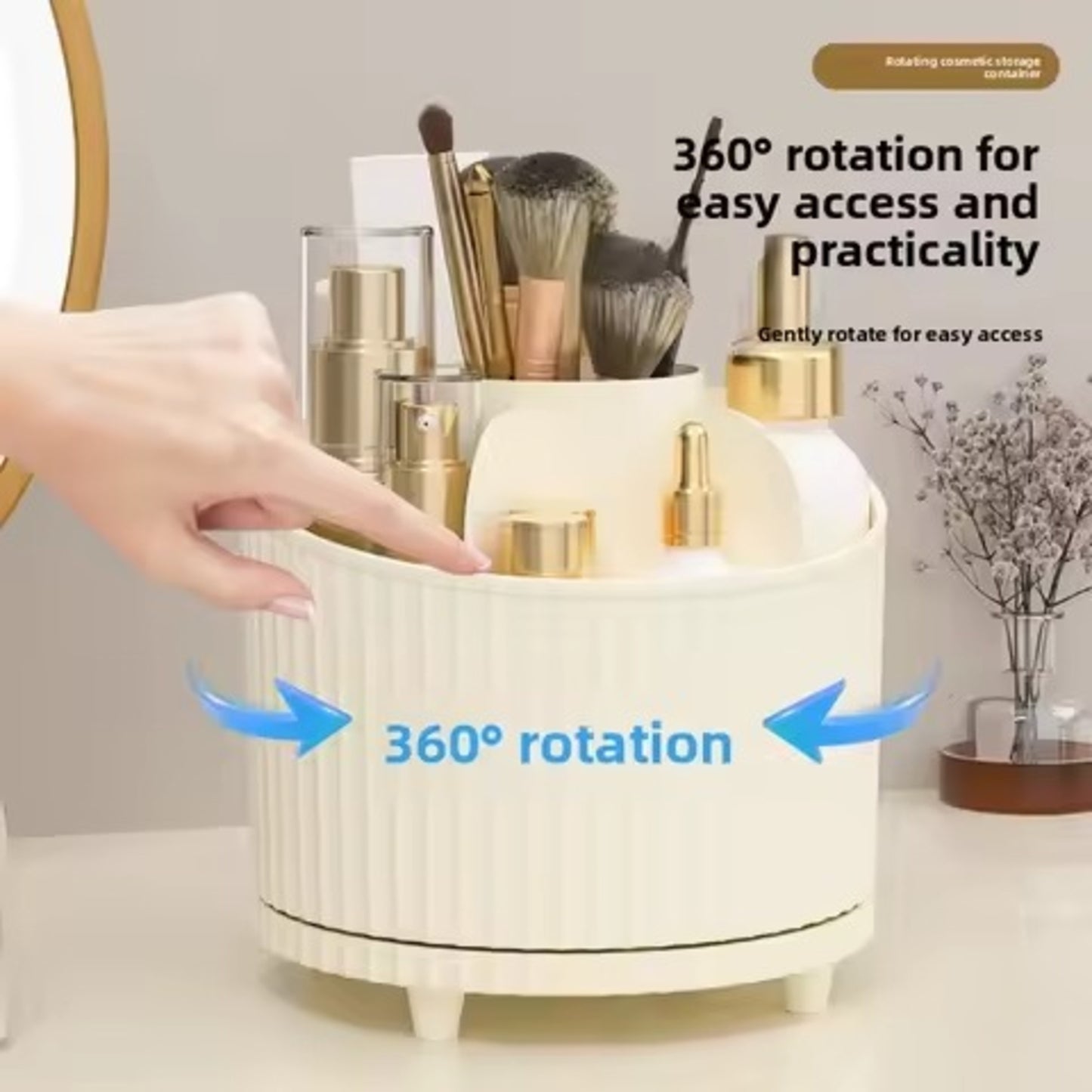 360° Rotating Makeup Brush Holder | Premium Cosmetic & Vanity Organizer