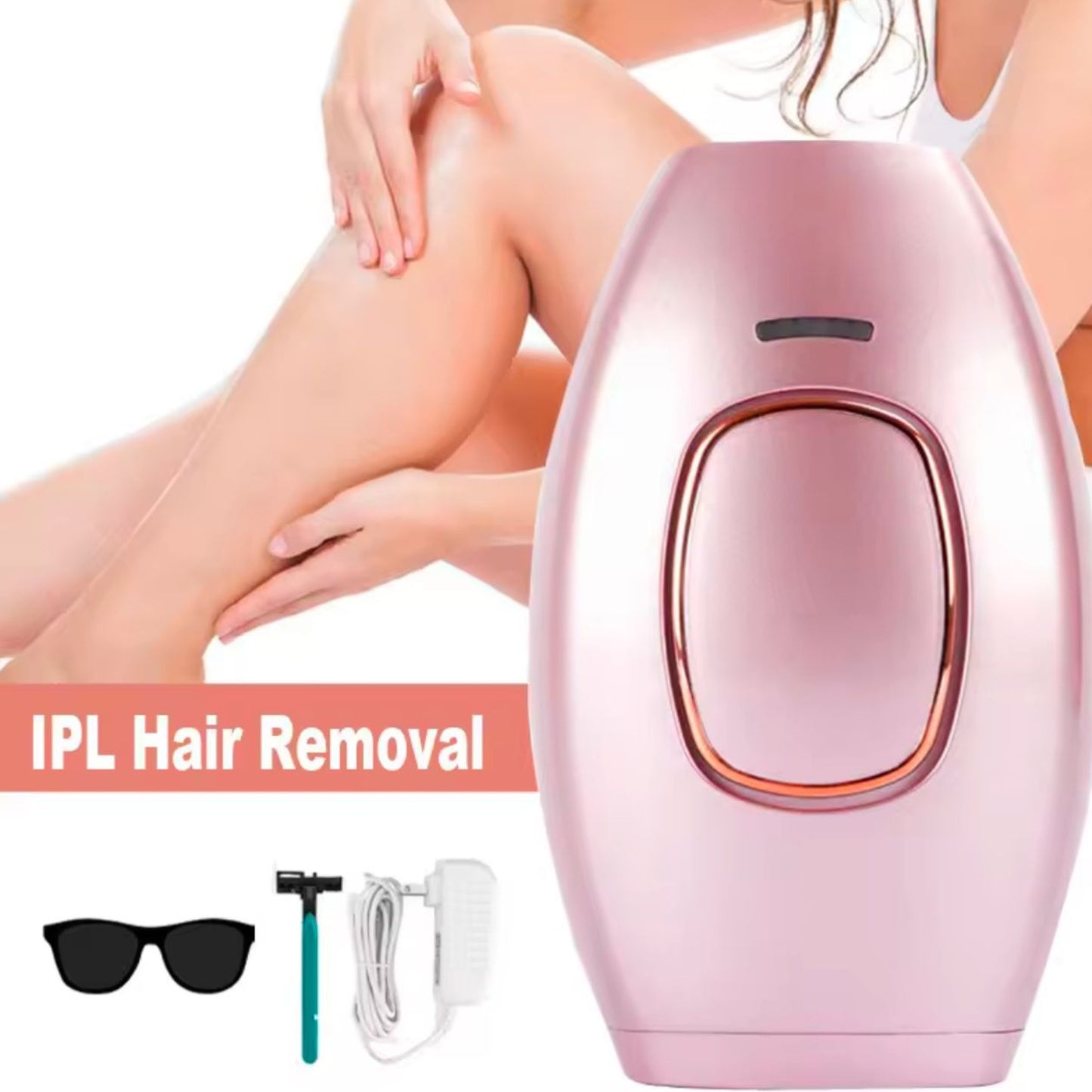 At-Home Laser IPL Hair Removal Device Professional Painless Hair Remover Kit (Rose Gold)
