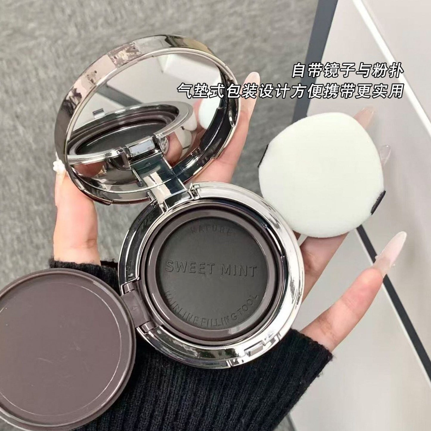SWEET MINT Hairline Powder Cushion - Black/Dark Brown