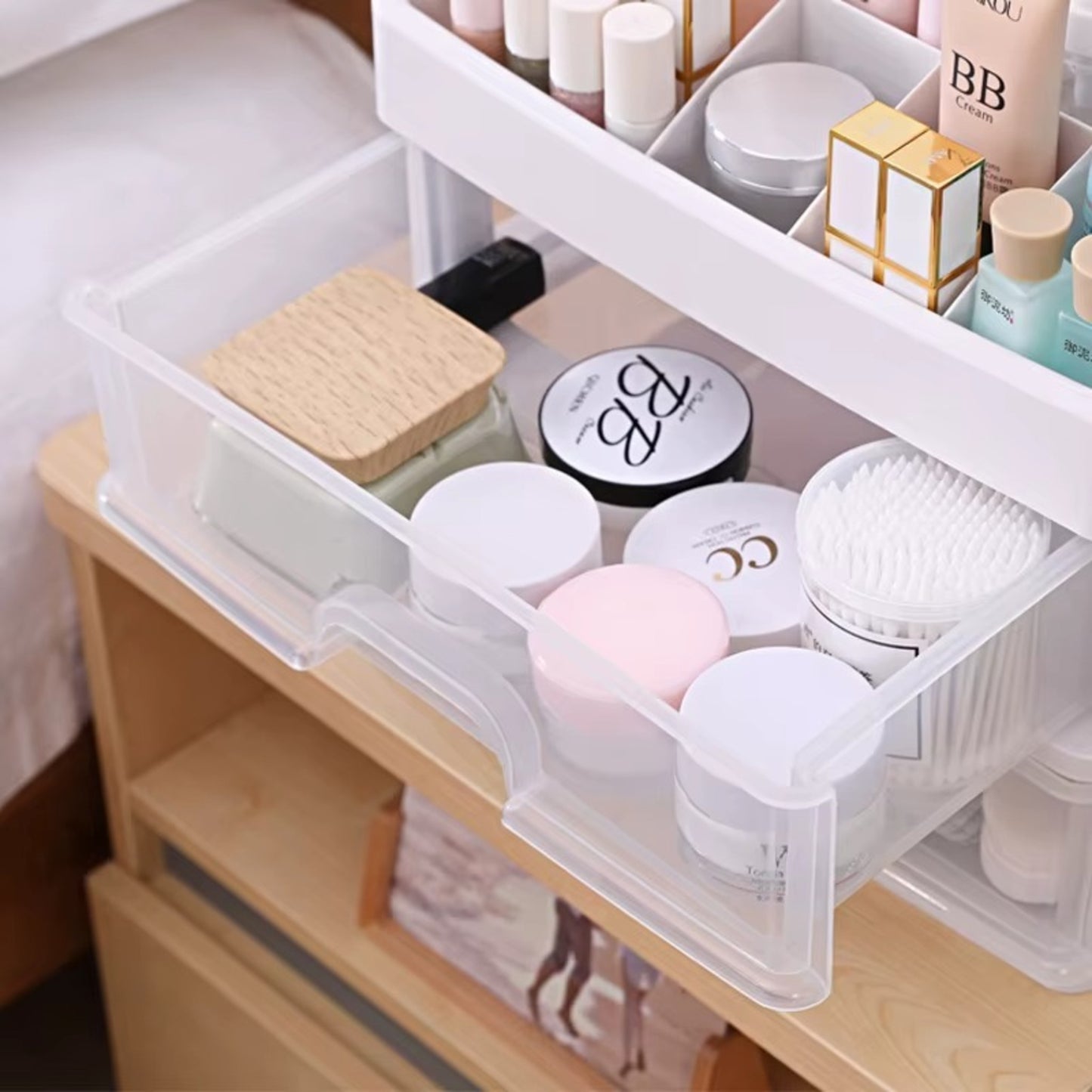 Multi-Functional Desk Organizer with Drawer | Cute Stationery & Makeup Storage Box