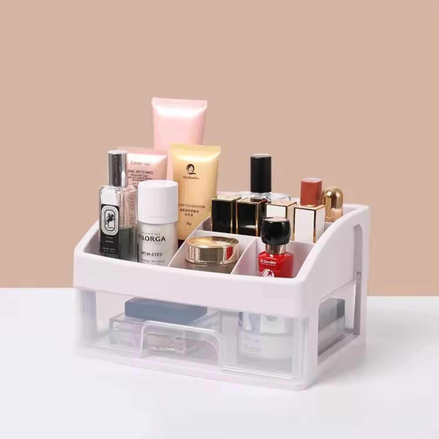 Multi-Functional Desk Organizer with Drawer | Cute Stationery & Makeup Storage Box