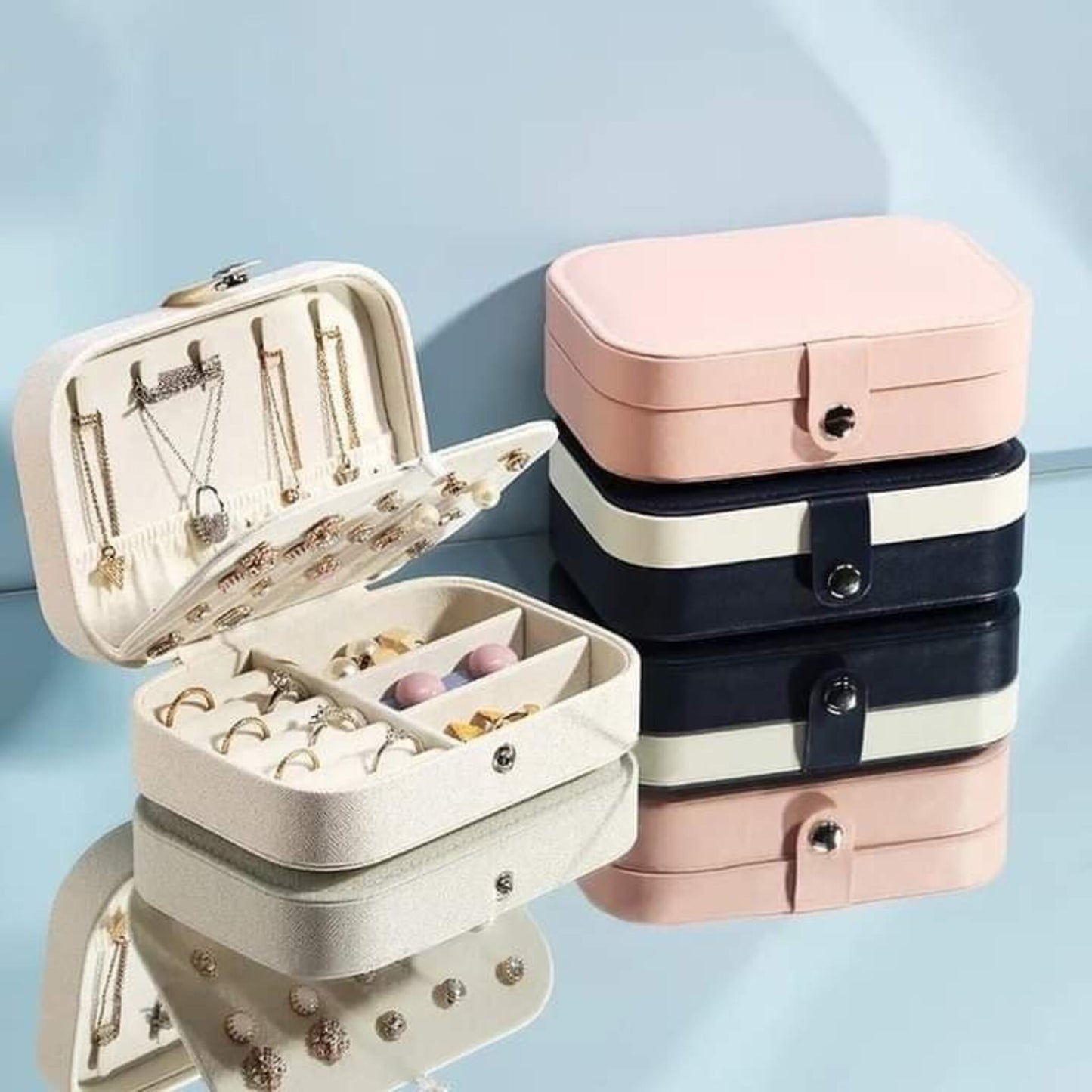 Premium Portable Leather Jewelry Box | Mini Travel Jewelry Organizer Case