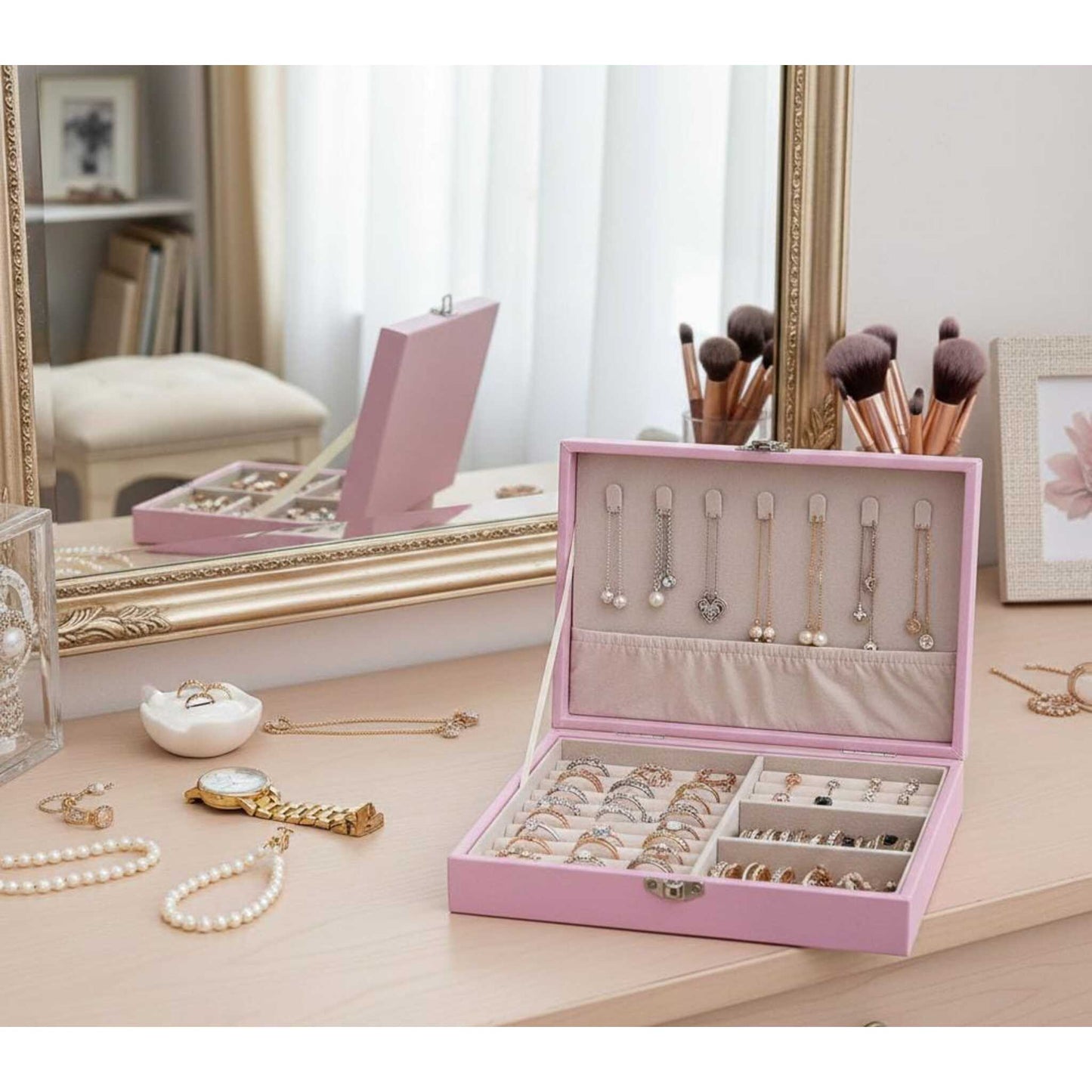 Elegant Leatherette Jewelry & Accessory Storage Box with Metal Clasp (Set of 3 Colors)