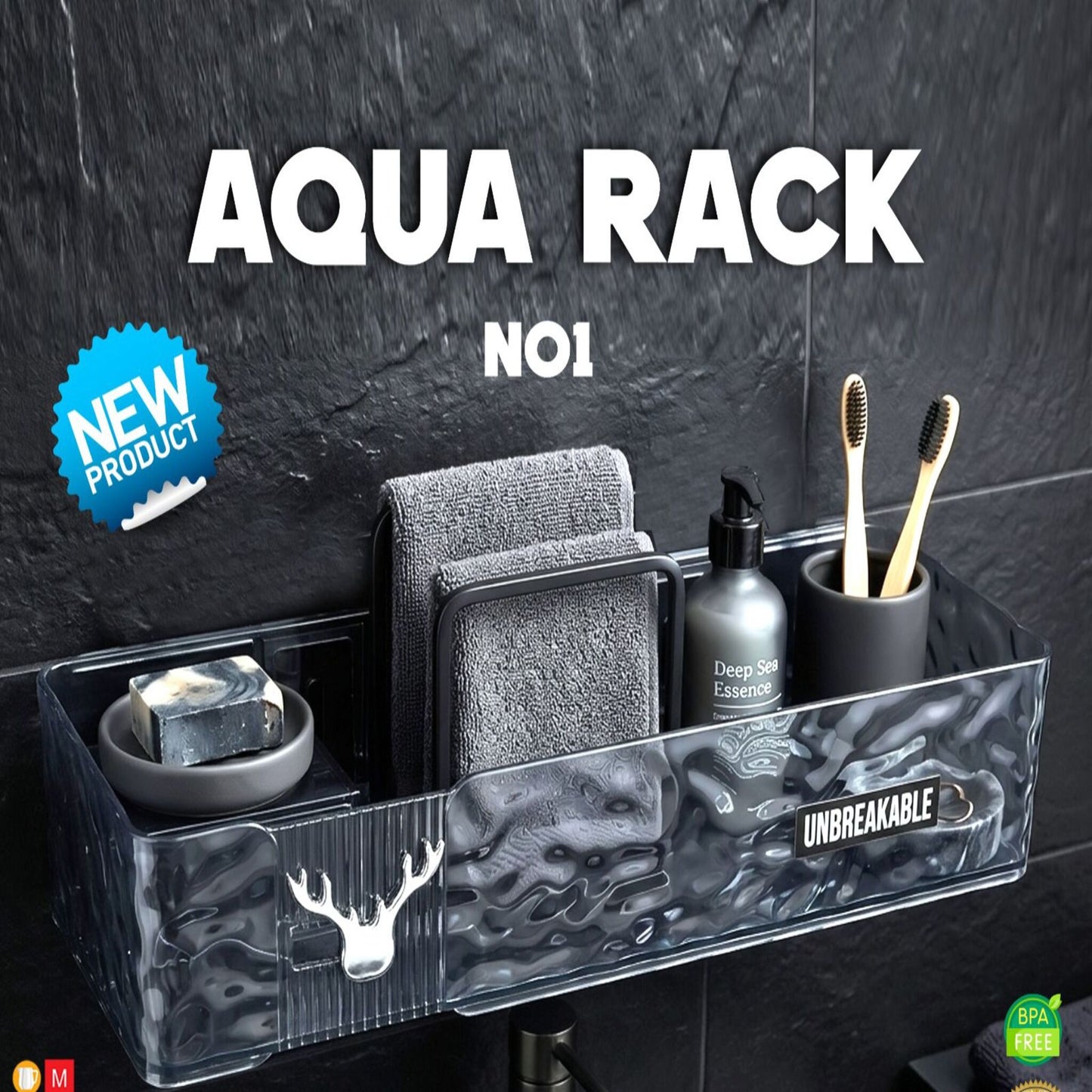 Premium Aqua Rack NO1 | Unbreakable Wall-Mounted Bathroom Organizer