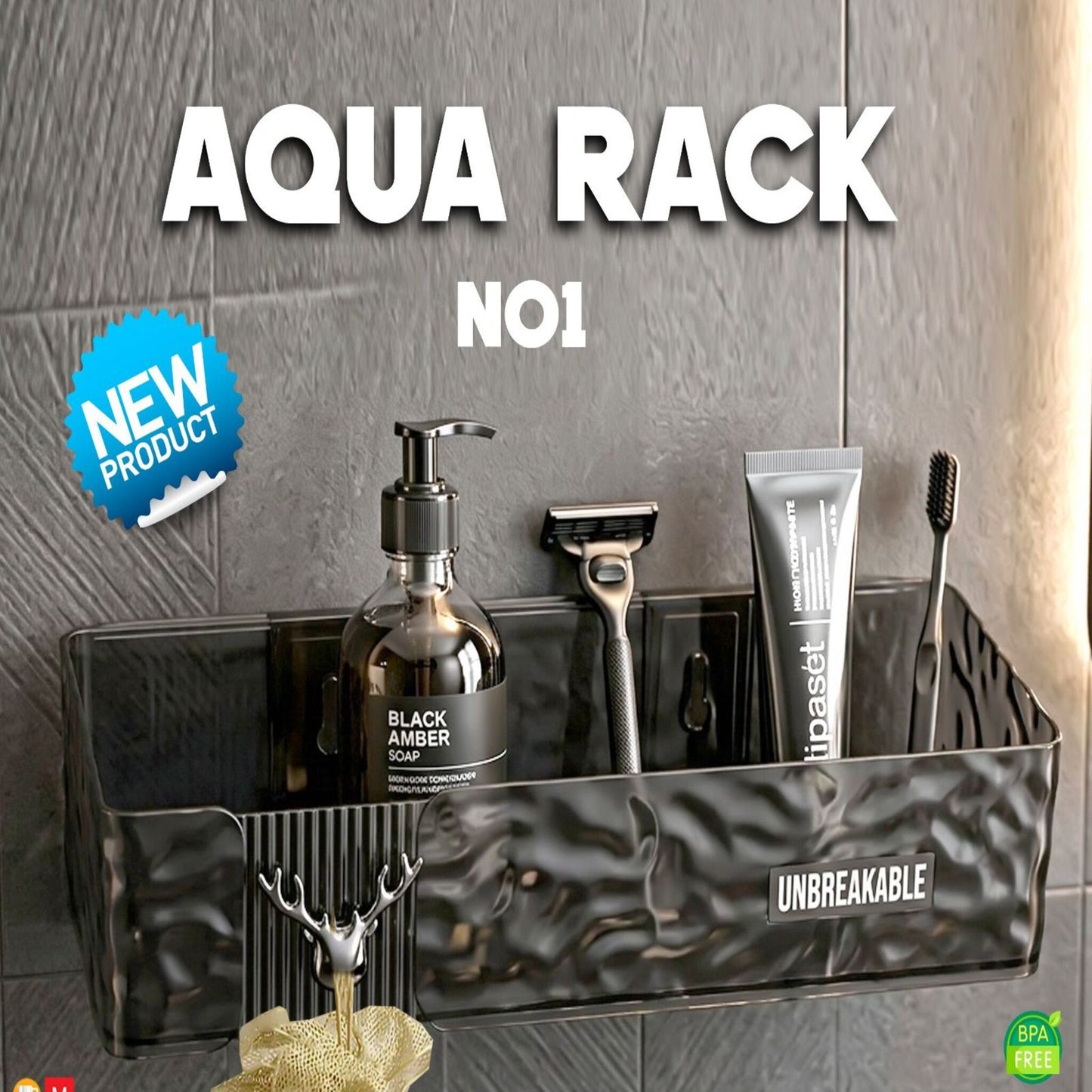 Premium Aqua Rack NO1 | Unbreakable Wall-Mounted Bathroom Organizer