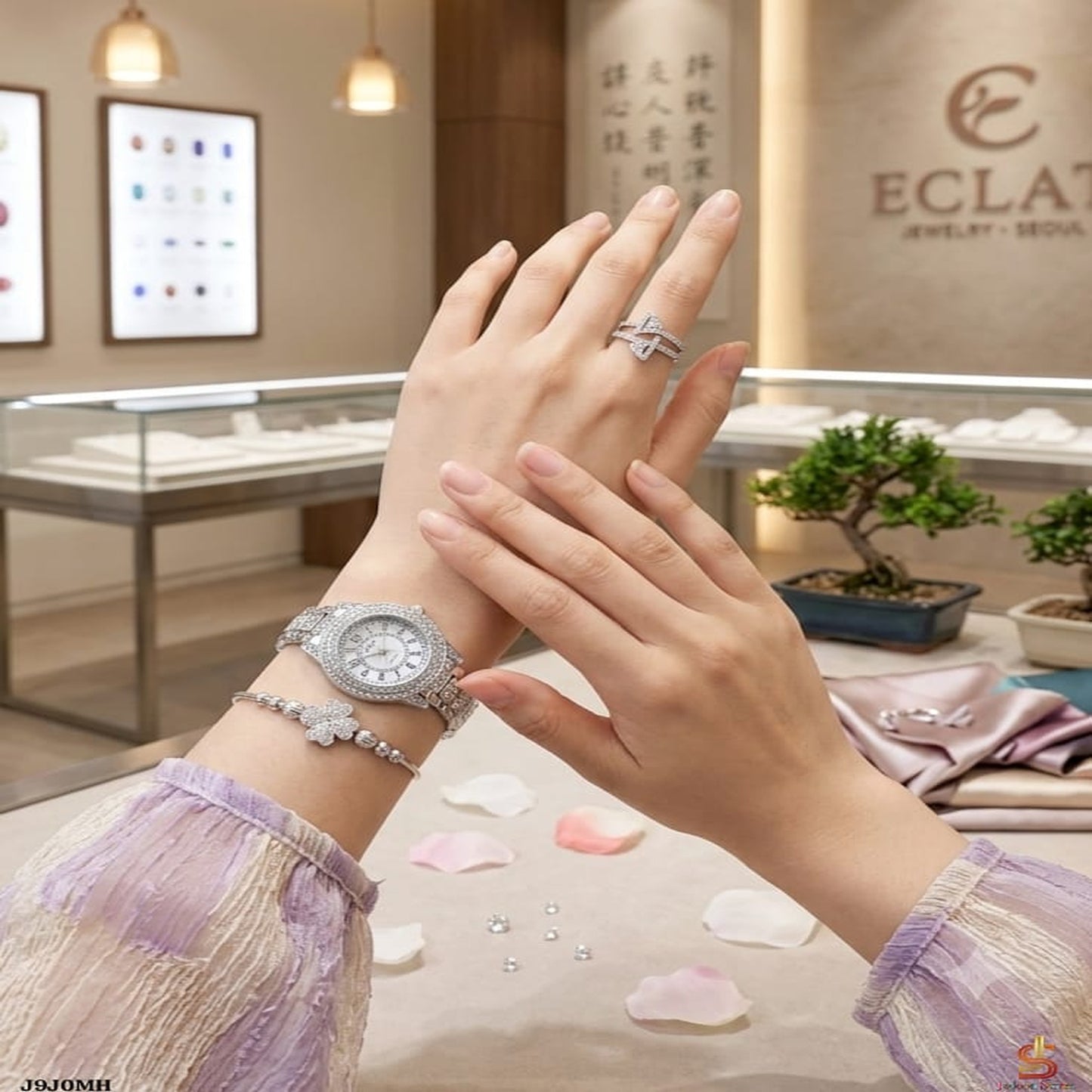 Silver Ladies Watch Set with Clover Bracelet & Ring – Zeenora
