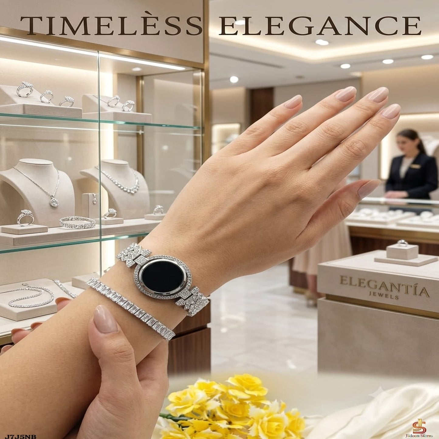 Luxury Silver Crystal Watch & Bracelet Gift Set for Women | Zeenora