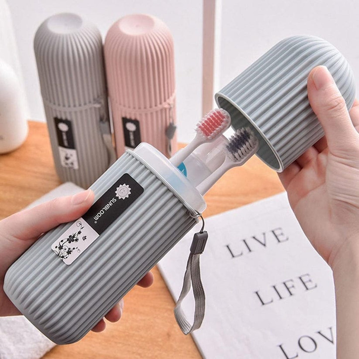3-in-1 Travel Toothbrush Holder & Mouthwash Cup Organizer | Zeenora
