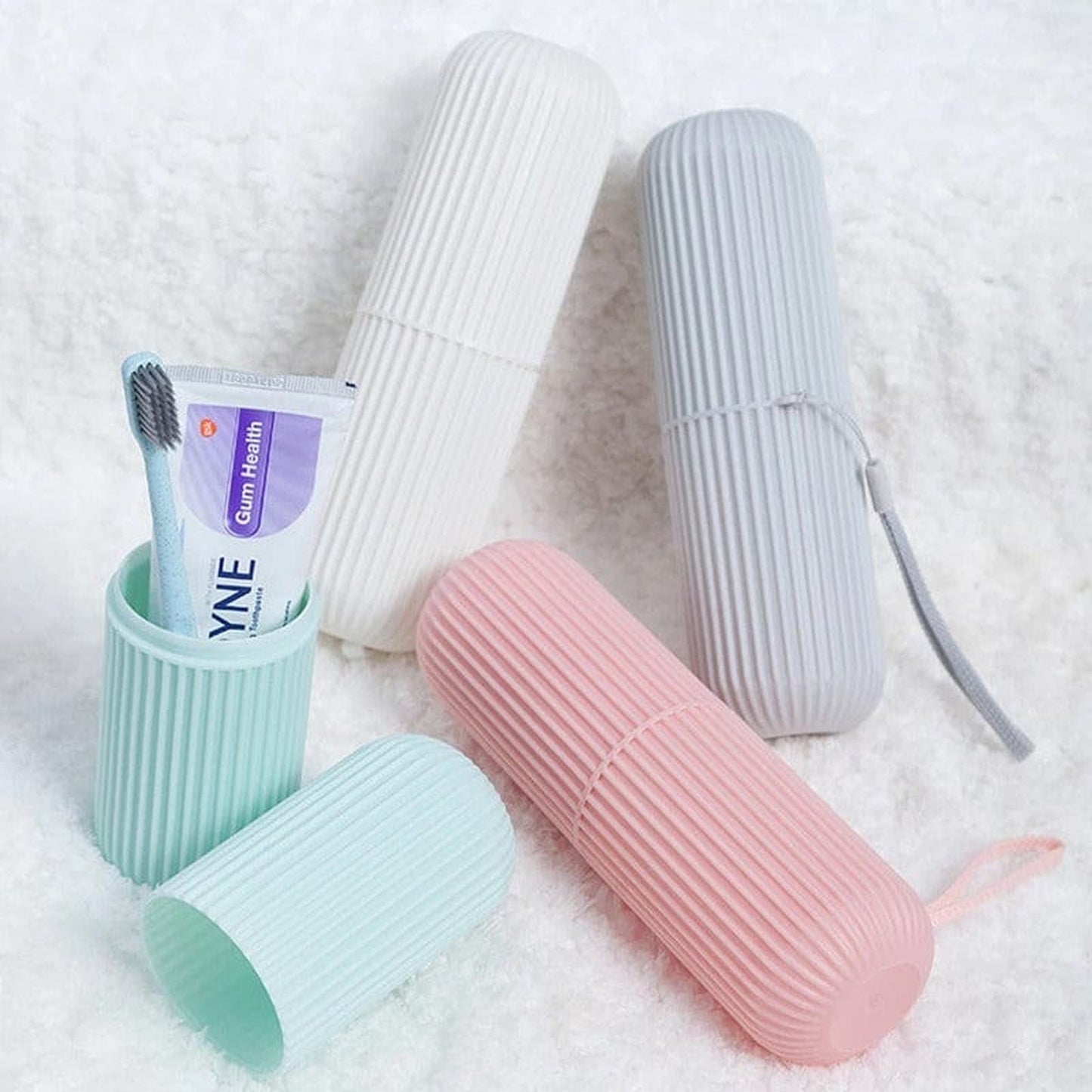 3-in-1 Travel Toothbrush Holder & Mouthwash Cup Organizer | Zeenora