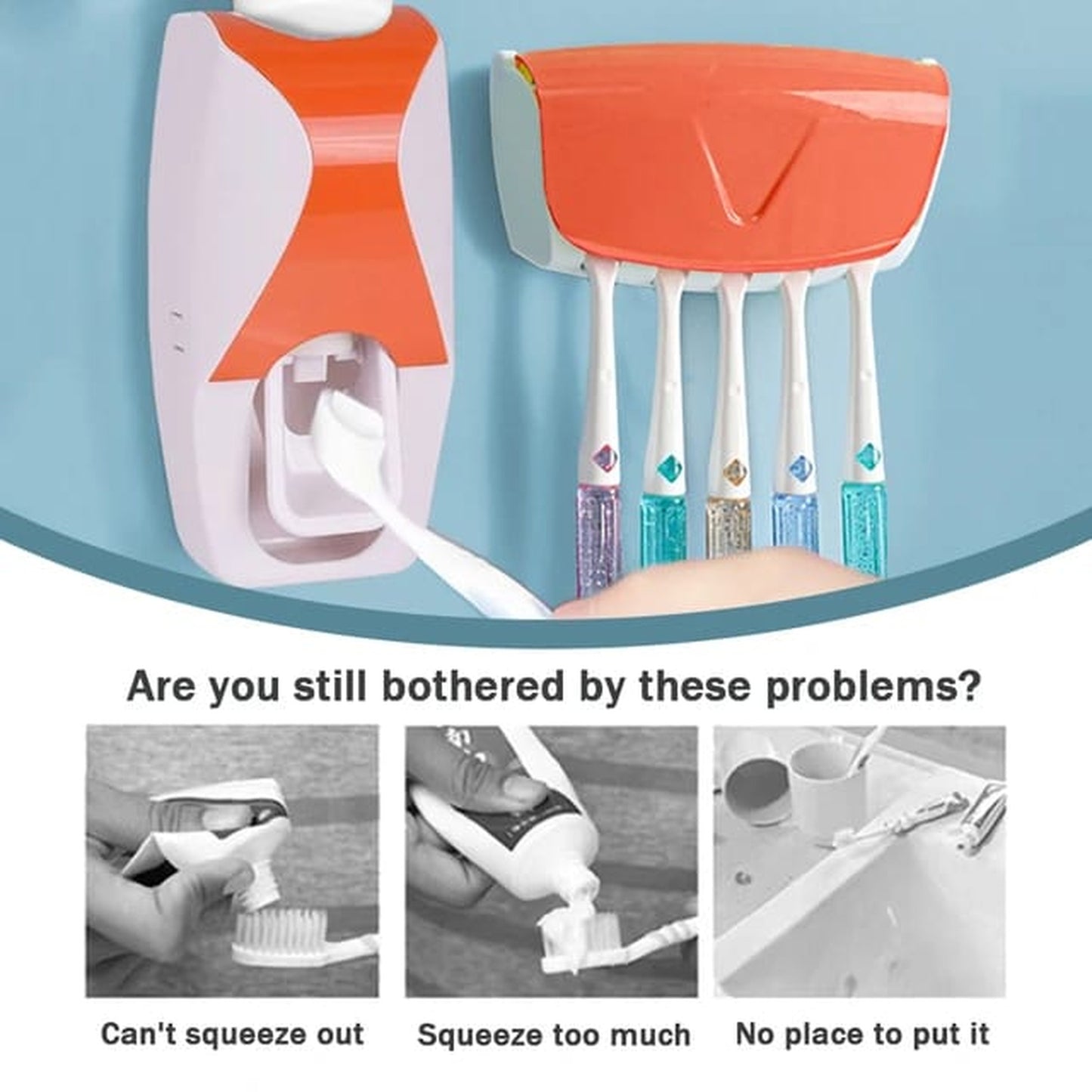 Automatic Toothpaste Squeezer & 5-Slot Toothbrush Holder | Zeenora