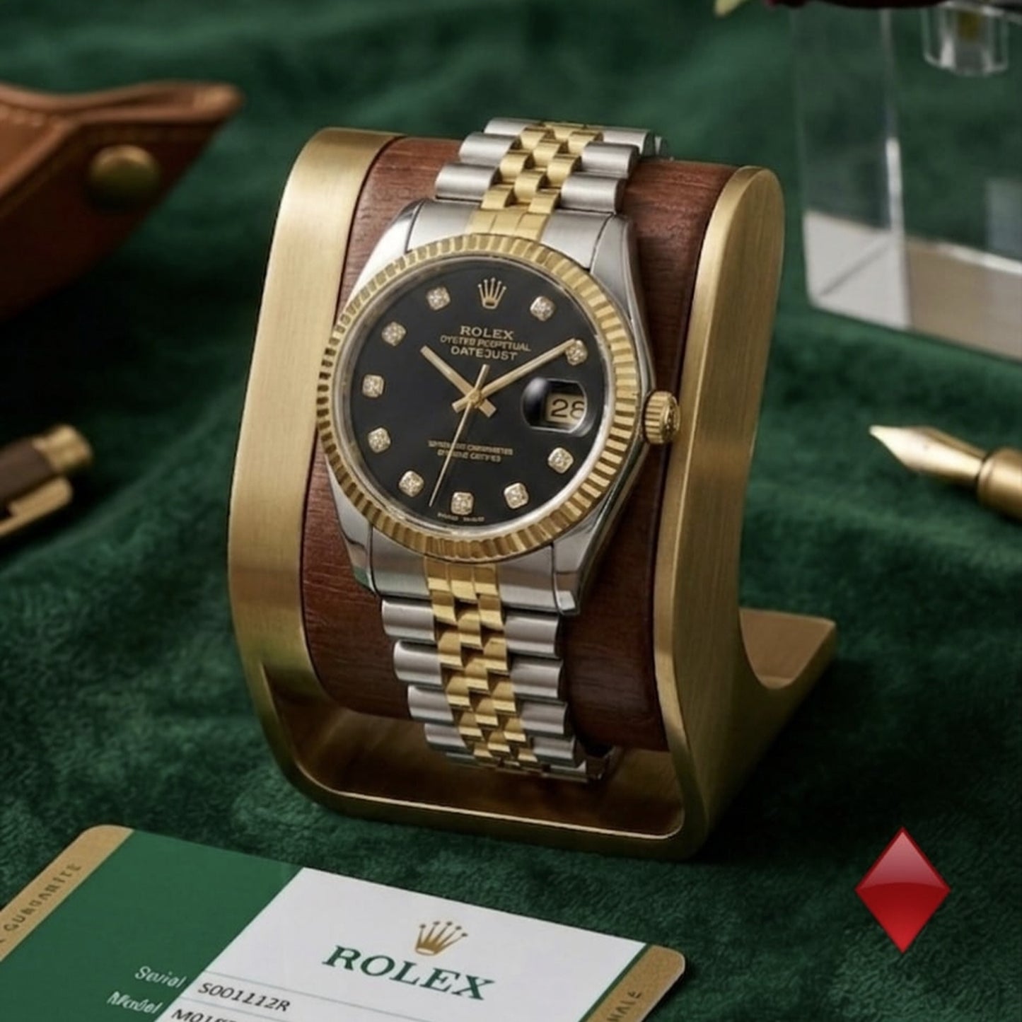 Rolex Datejust Black Diamond Dial Luxury Watch | Zeenora Pakistan