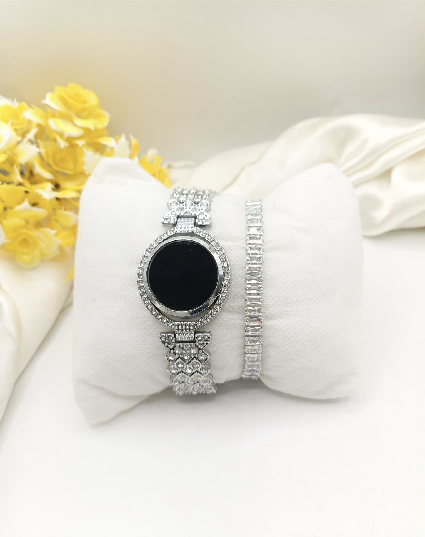 Luxury Silver Crystal Watch & Bracelet Gift Set for Women | Zeenora