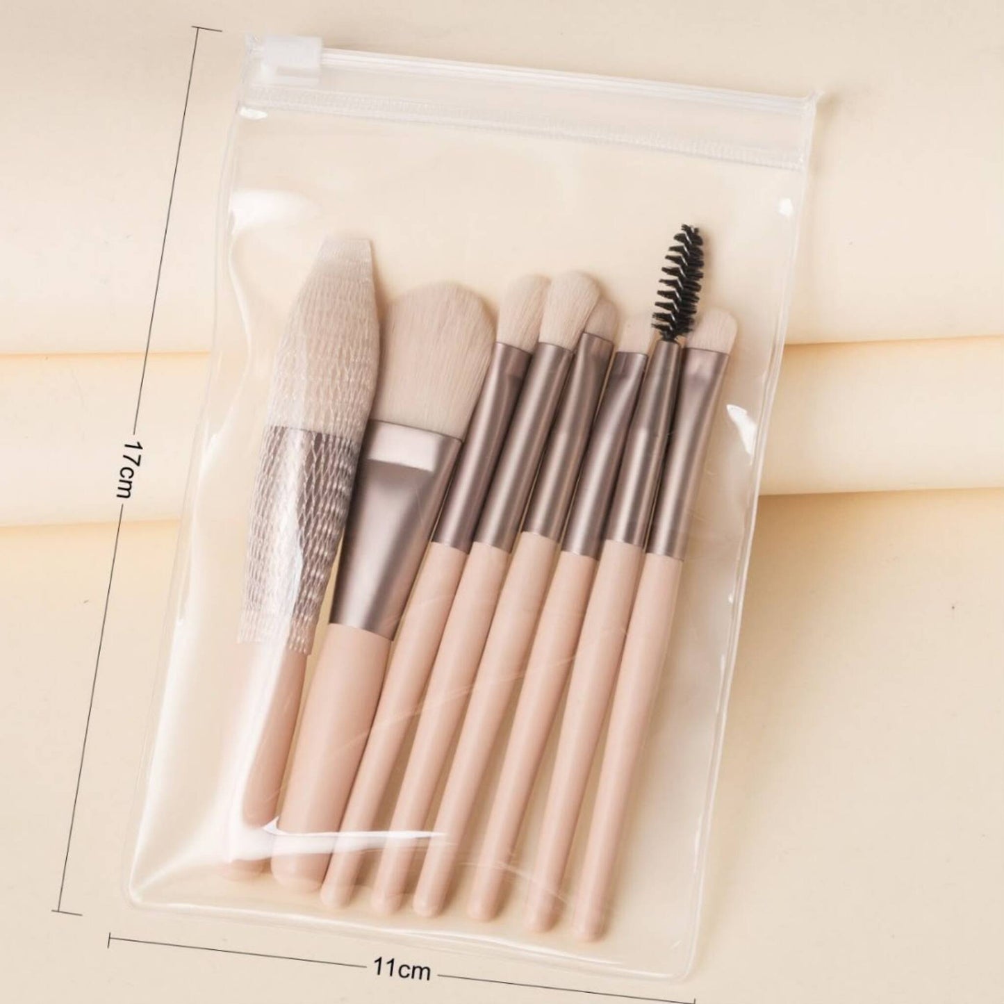 8-Pcs Premium Mini Makeup Brush Set with Travel Pouch | Soft Synthetic Bristles | Beginner & Pro