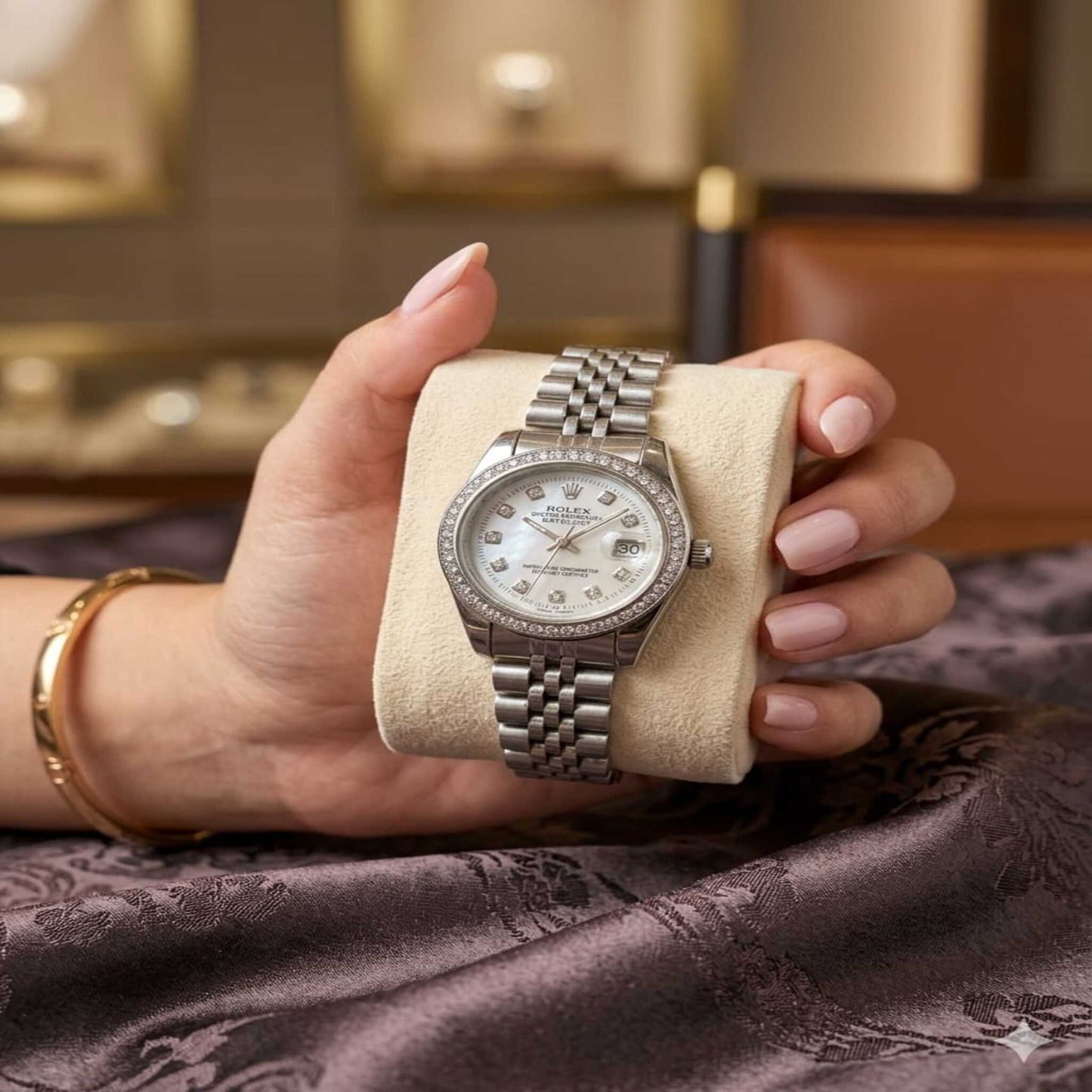 Premium Luxury Diamond Bezel Watch for Women – Classic Oyster Datejust Edition