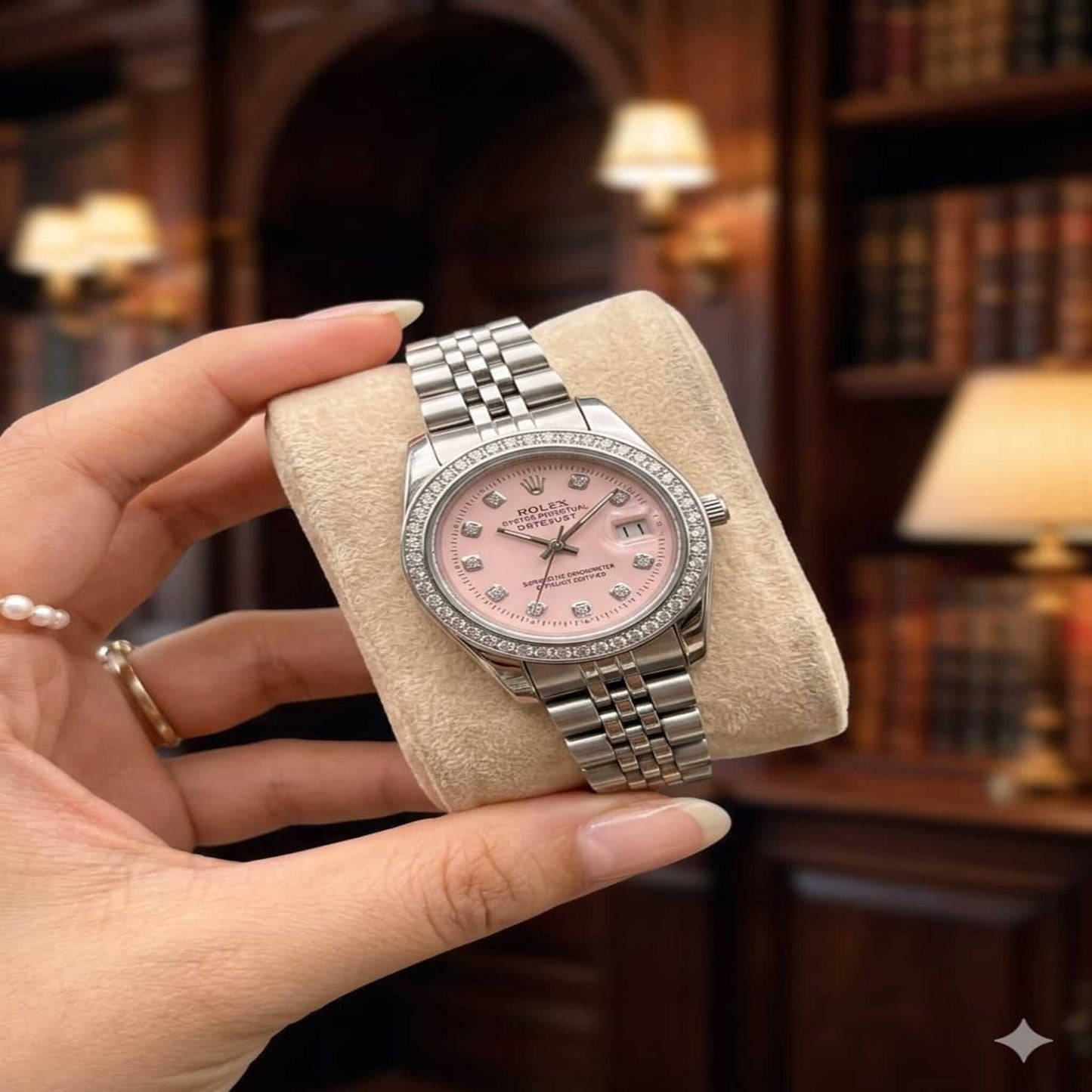 Premium Luxury Diamond Bezel Watch for Women – Classic Oyster Datejust Edition