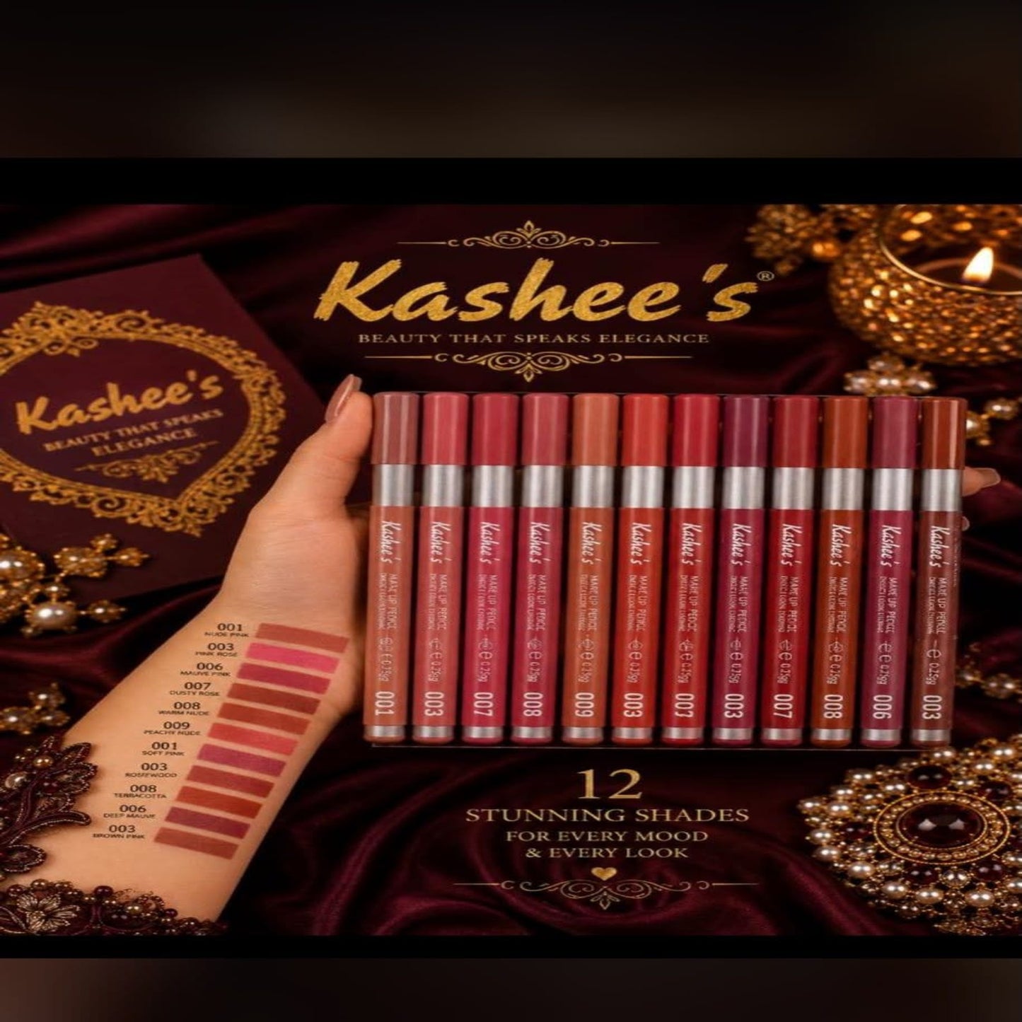 Kashee's Perfect Long Lasting Makeup Pencil Set – 12 Rich Matte Shades