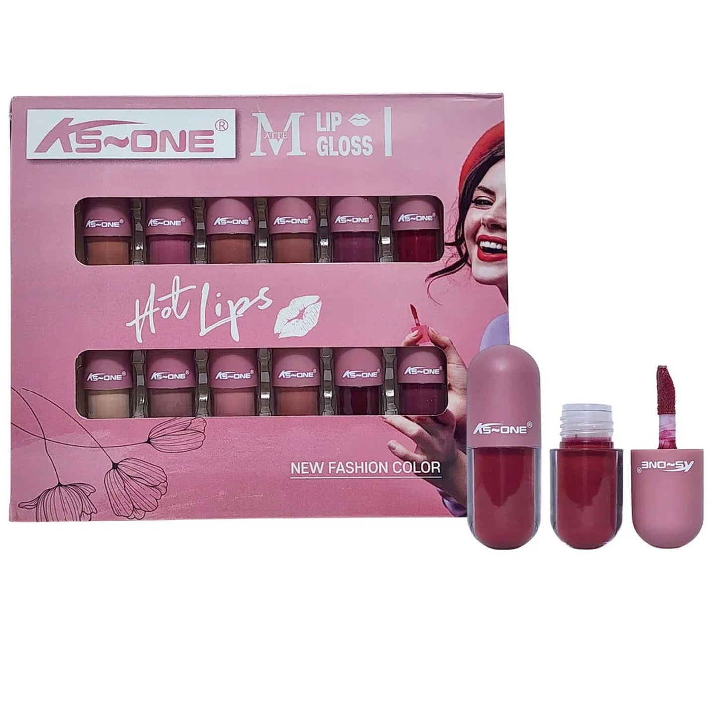 KS-ONE 12 Pcs Mini Capsule Matte Lip Gloss Set – Hot Lips New Fashion Colors | Zeenora Pakistan