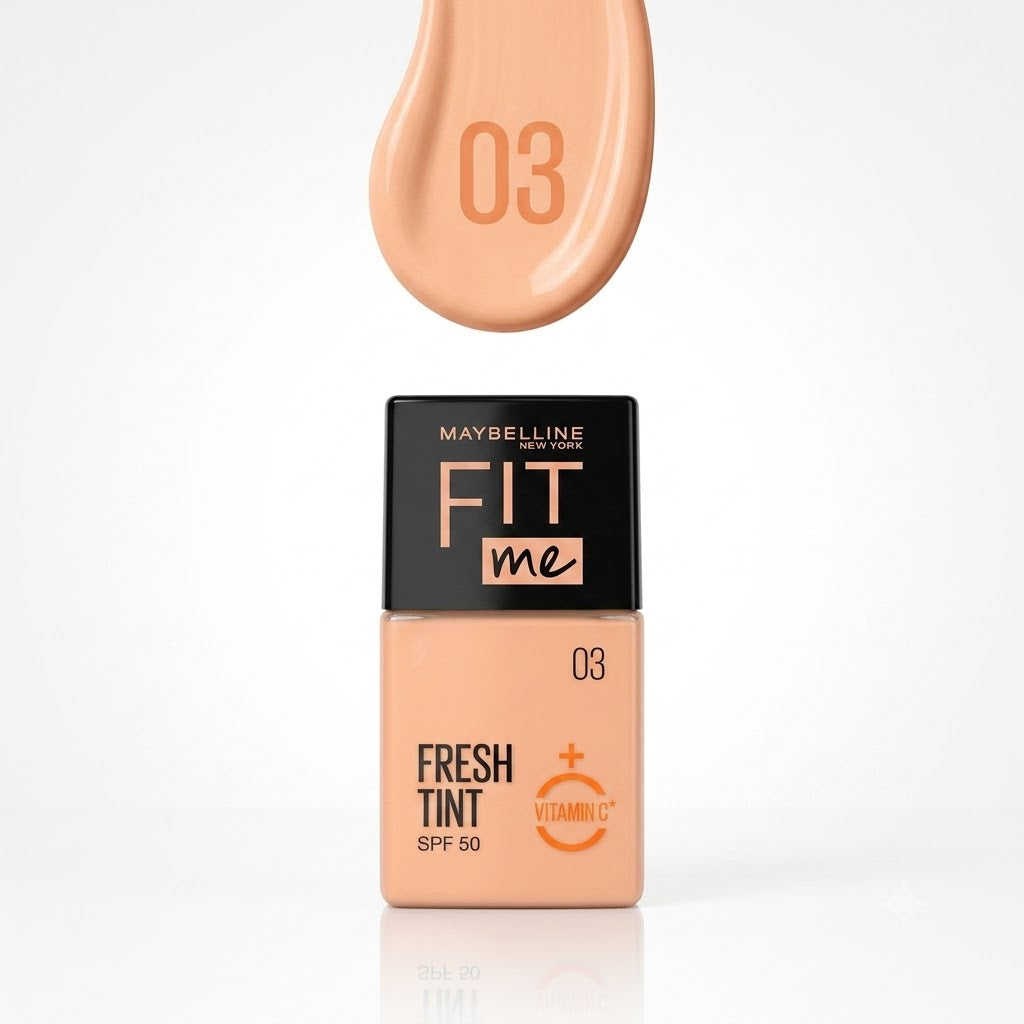 Maybelline Fit Me Fresh Liquid Foundation With Vitamin C & SPF 50 - Shade 2.5, 03, 05  (30ml)