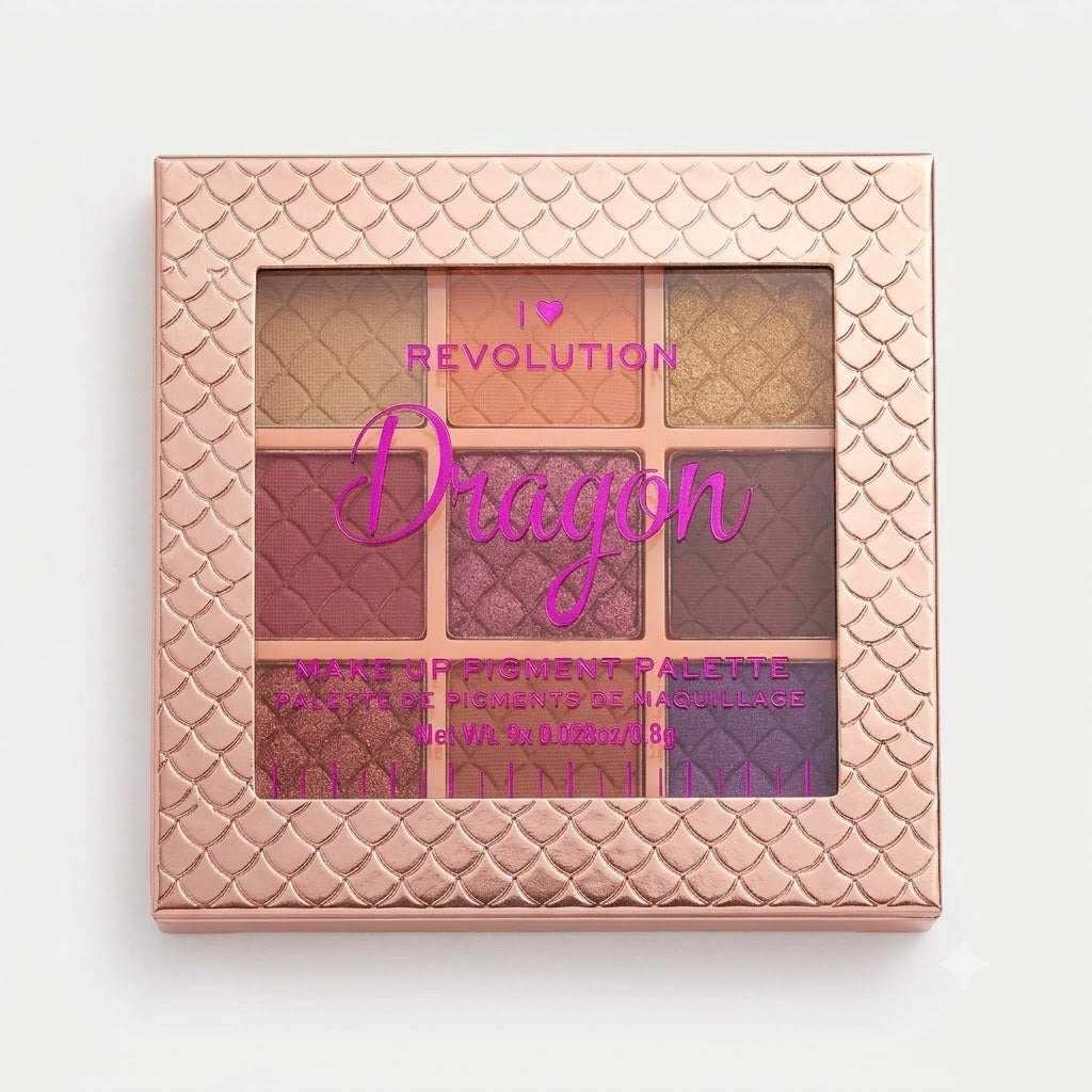 I Heart Revolution Dragon Makeup Pigment Palette – 9 Shimmer & Matte  Eyeshadow Shades