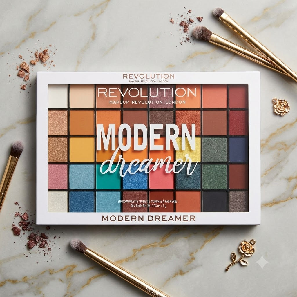 Revolution Modern Dreamer Eyeshadow Palette – 40 Highly Pigmented Vibrant Shades