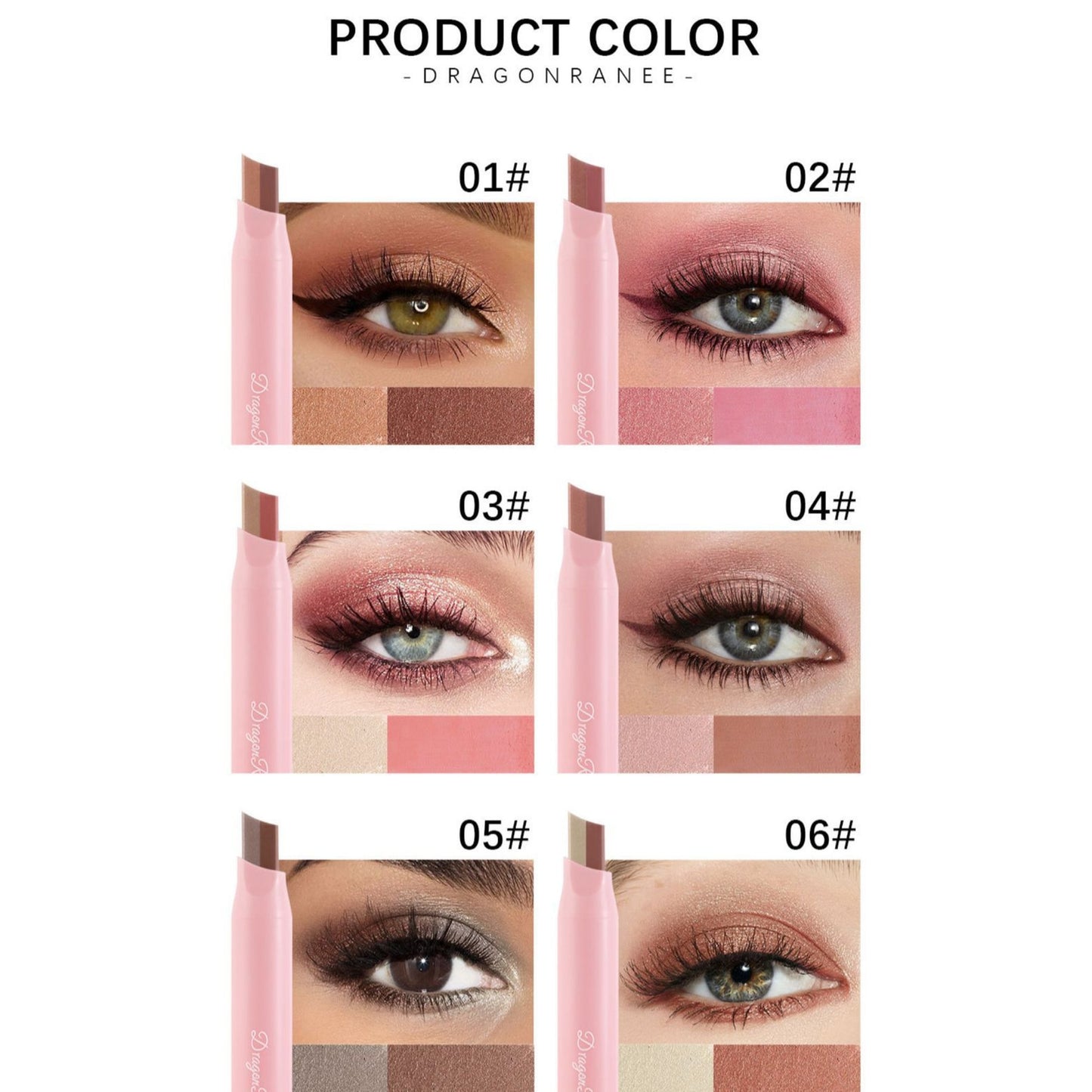 Dragon Ranee New Fashion Colour Eyeshadow Stick Set (6 Pcs)